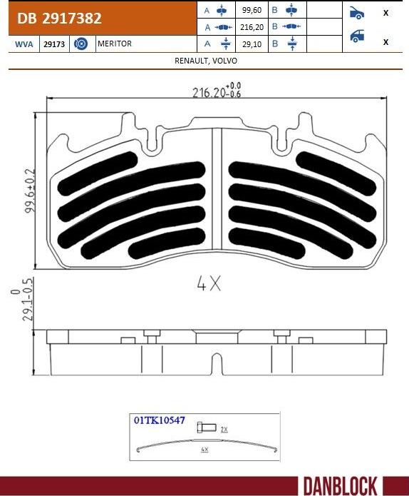 DANBLOCK DB 2917382 - Гальмівні колодки, дискові гальма autozip.com.ua