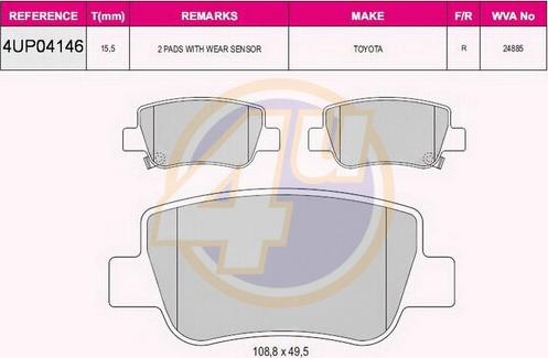 4U 4UP04146 - Гальмівні колодки, дискові гальма autozip.com.ua