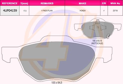 4U 4UP04159 - Гальмівні колодки, дискові гальма autozip.com.ua