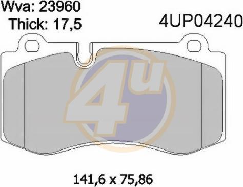 4U 4UP04240 - Гальмівні колодки, дискові гальма autozip.com.ua