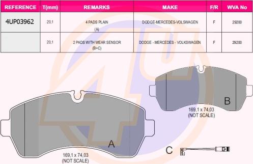 4U 4UP03962 - Гальмівні колодки, дискові гальма autozip.com.ua