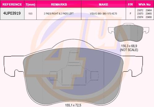 4U 4UP03919 - Гальмівні колодки, дискові гальма autozip.com.ua