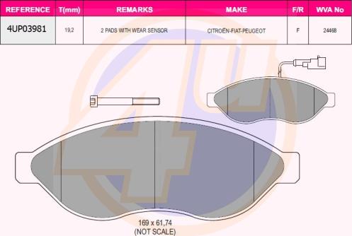 4U 4UP03981 - Гальмівні колодки, дискові гальма autozip.com.ua