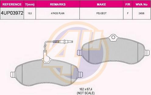 4U 4UP03972 - Гальмівні колодки, дискові гальма autozip.com.ua