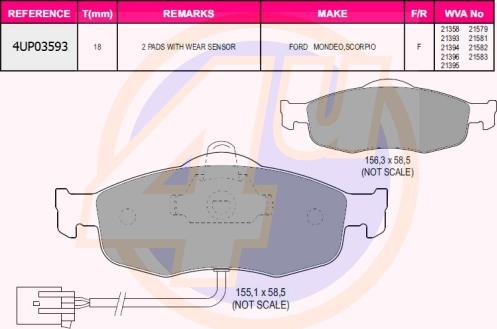 4U 4UP03593 - Гальмівні колодки, дискові гальма autozip.com.ua
