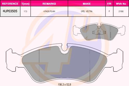 4U 4UP03505 - Гальмівні колодки, дискові гальма autozip.com.ua