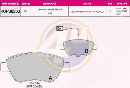 4U 4UP38263 - Гальмівні колодки, дискові гальма autozip.com.ua