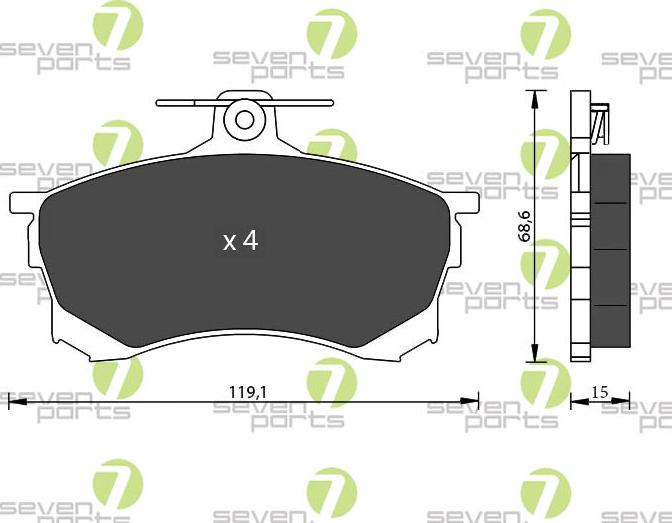 7 SEVEN PARTS SVP19040 - Гальмівні колодки, дискові гальма autozip.com.ua