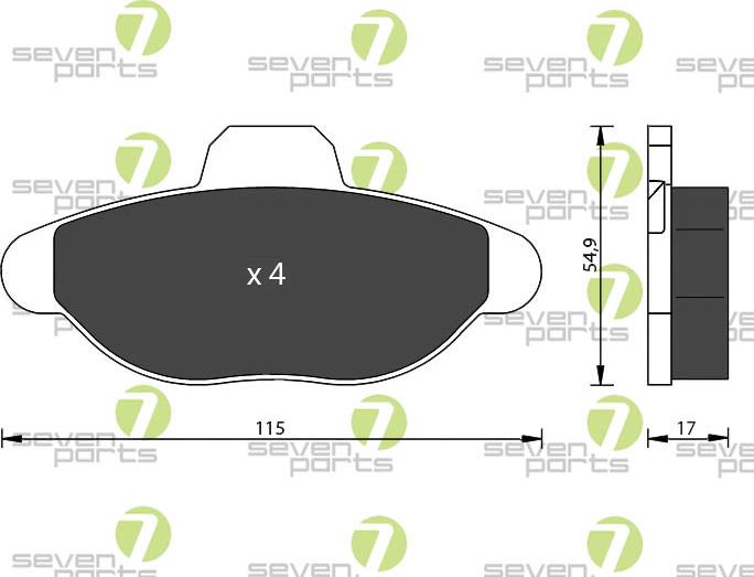7 SEVEN PARTS SVP14950 - Гальмівні колодки, дискові гальма autozip.com.ua