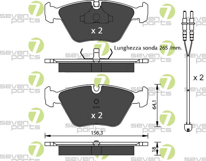 7 SEVEN PARTS SVP14302 - Гальмівні колодки, дискові гальма autozip.com.ua