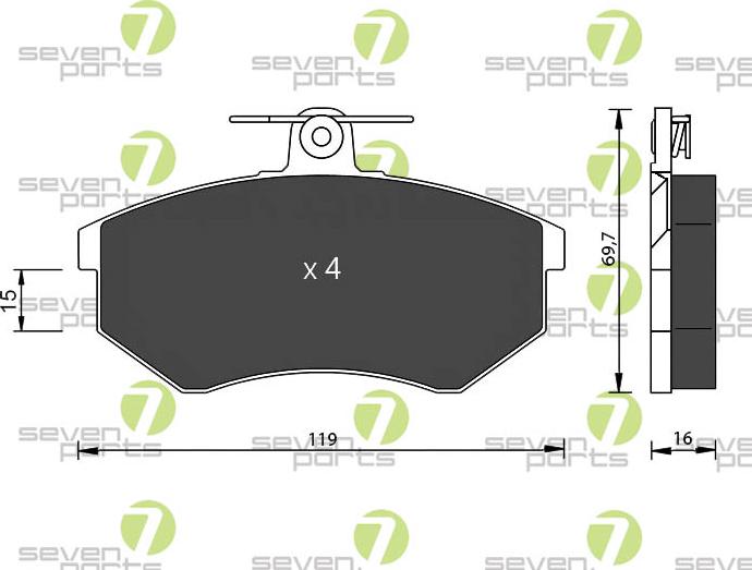 7 SEVEN PARTS SVP15600 - Гальмівні колодки, дискові гальма autozip.com.ua