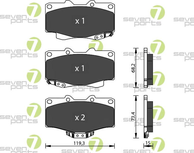 7 SEVEN PARTS SVP15130 - Гальмівні колодки, дискові гальма autozip.com.ua