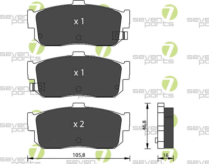 7 SEVEN PARTS SVP16380 - Гальмівні колодки, дискові гальма autozip.com.ua