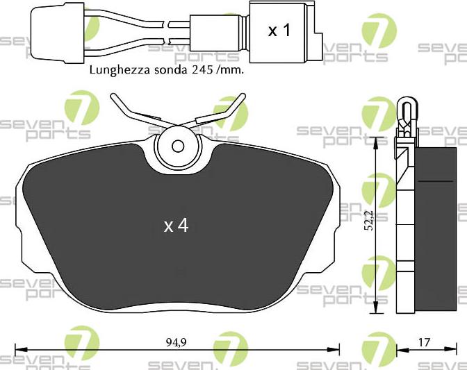 7 SEVEN PARTS SVP18952 - Гальмівні колодки, дискові гальма autozip.com.ua