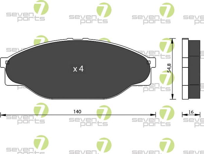 7 SEVEN PARTS SVP18380 - Гальмівні колодки, дискові гальма autozip.com.ua