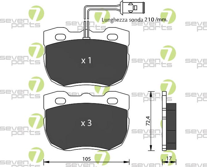 7 SEVEN PARTS SVP18721 - Гальмівні колодки, дискові гальма autozip.com.ua