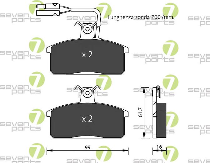 7 SEVEN PARTS SVP12406 - Гальмівні колодки, дискові гальма autozip.com.ua