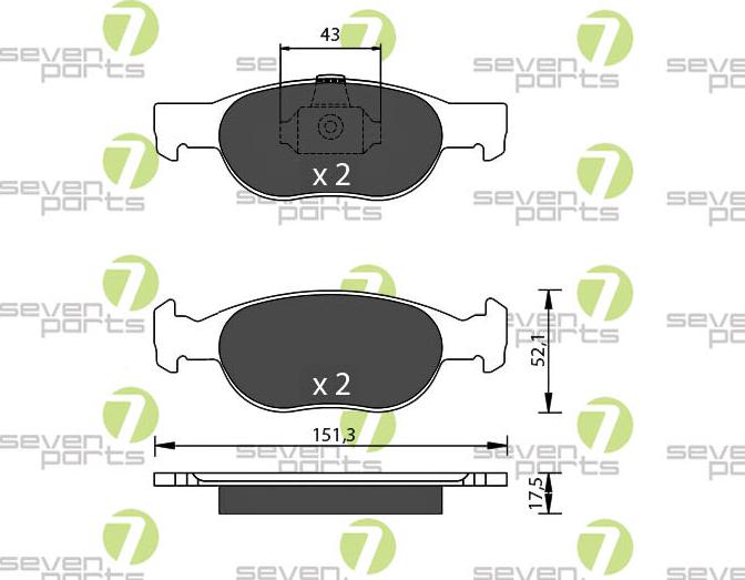 7 SEVEN PARTS SVP17520 - Гальмівні колодки, дискові гальма autozip.com.ua