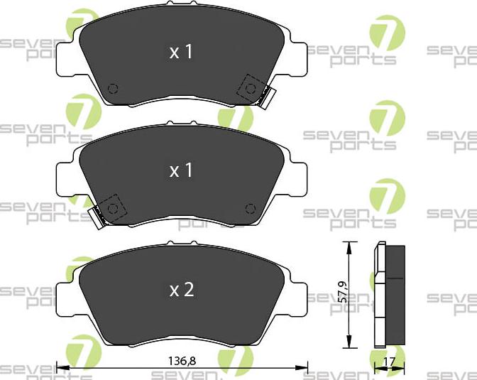 7 SEVEN PARTS SVP17260 - Гальмівні колодки, дискові гальма autozip.com.ua