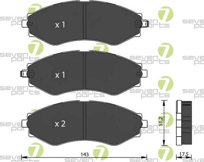 7 SEVEN PARTS SVP20550 - Гальмівні колодки, дискові гальма autozip.com.ua