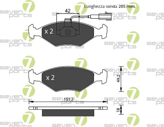 7 SEVEN PARTS SVP20764 - Гальмівні колодки, дискові гальма autozip.com.ua