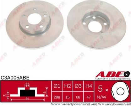 ABE C3A005ABE - Гальмівний диск autozip.com.ua