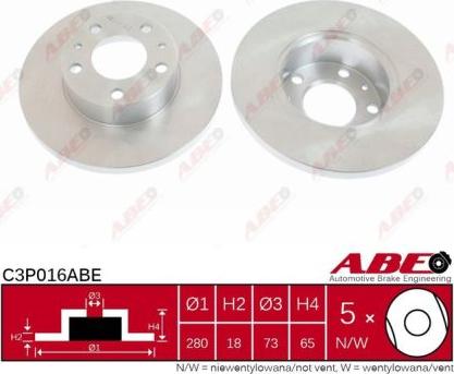 ABE C3P016ABE - Гальмівний диск autozip.com.ua