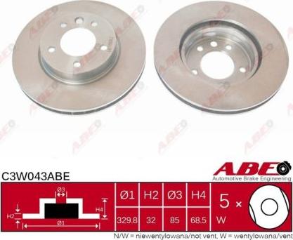 ABE C3W043ABE - Гальмівний диск autozip.com.ua