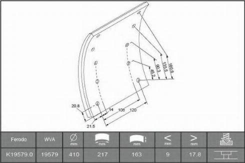 ABEX B2093167 - Комплект гальмівних черевиків, барабанні гальма autozip.com.ua