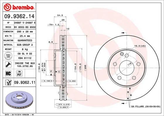 A.B.S. 09.9362.11 - Гальмівний диск autozip.com.ua