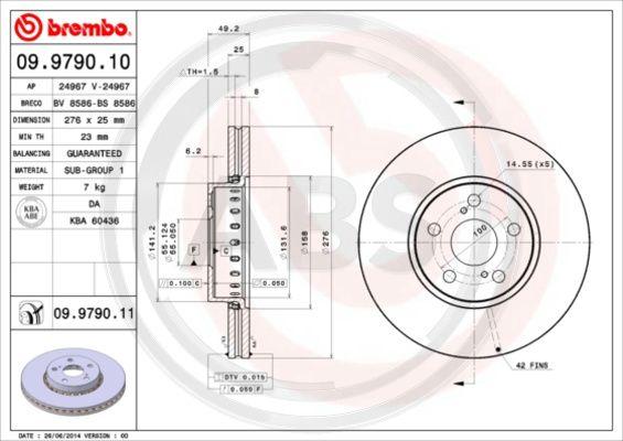 A.B.S. 09.9790.10 - Гальмівний диск autozip.com.ua