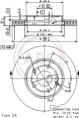 A.B.S. 09.8681.11 - Гальмівний диск autozip.com.ua