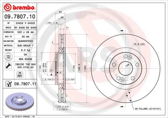 A.B.S. 09.7807.11 - Гальмівний диск autozip.com.ua