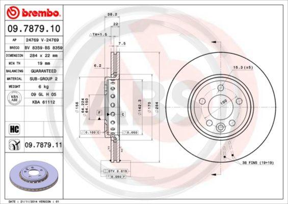 A.B.S. 09.7879.10 - Гальмівний диск autozip.com.ua