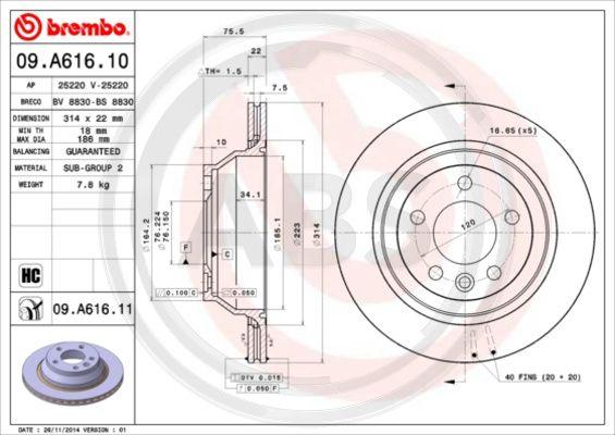 A.B.S. 09.A616.10 - Гальмівний диск autozip.com.ua