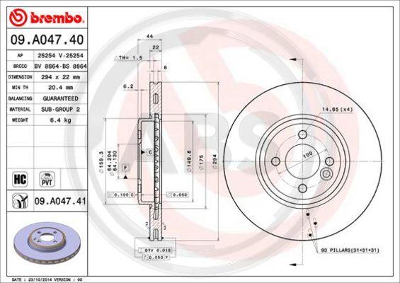 A.B.S. 09.A047.41 - Гальмівний диск autozip.com.ua