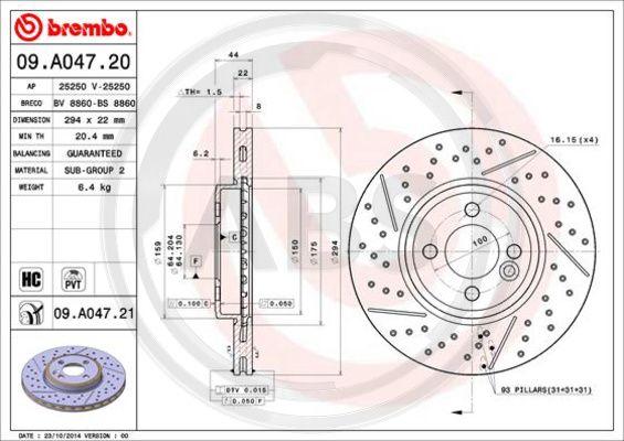 A.B.S. 09.A047.21 - Гальмівний диск autozip.com.ua