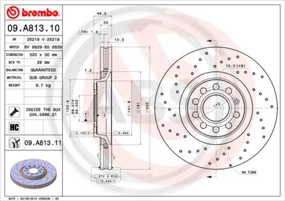 A.B.S. 09.A813.11 - Гальмівний диск autozip.com.ua