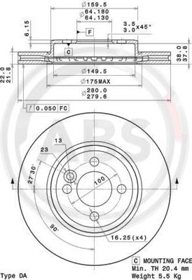 A.B.S. 09.A761.11 - Гальмівний диск autozip.com.ua