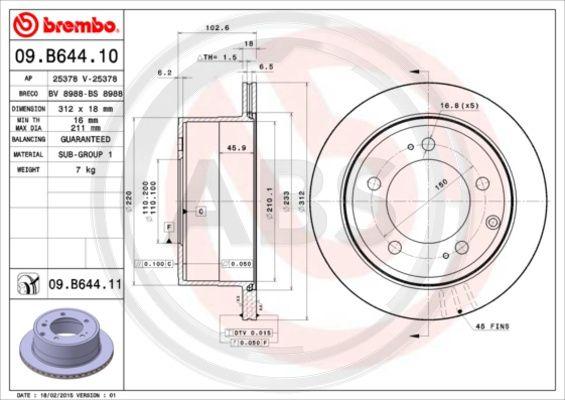 A.B.S. 09.B644.11 - Гальмівний диск autozip.com.ua