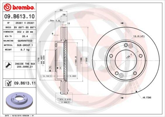 A.B.S. 09.B613.11 - Гальмівний диск autozip.com.ua