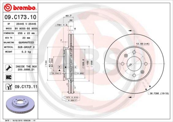 A.B.S. 09.C173.11 - Гальмівний диск autozip.com.ua