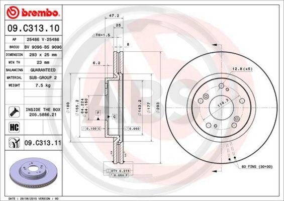 A.B.S. 09.C313.11 - Гальмівний диск autozip.com.ua