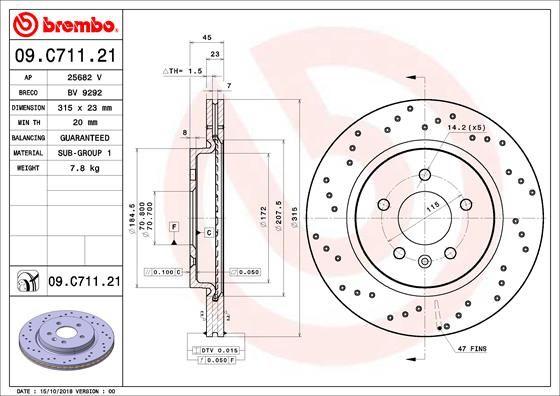 A.B.S. 09.C711.21 - Гальмівний диск autozip.com.ua