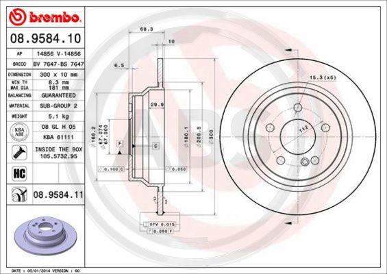 A.B.S. 08.9584.11 - Гальмівний диск autozip.com.ua