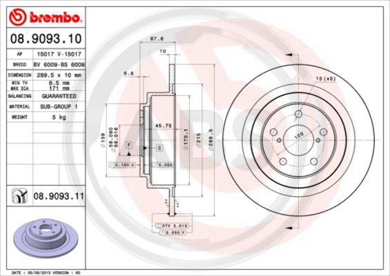 A.B.S. 08.9093.10 - Гальмівний диск autozip.com.ua