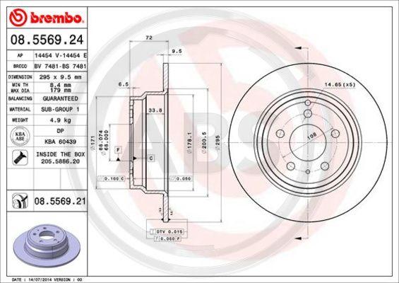 A.B.S. 08.5569.21 - Гальмівний диск autozip.com.ua