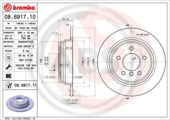 A.B.S. 08.6917.11 - Гальмівний диск autozip.com.ua