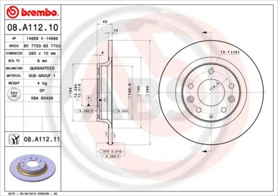 A.B.S. 08.A112.11 - Гальмівний диск autozip.com.ua