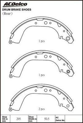 ACDelco ACBS1660 - Комплект гальм, барабанний механізм autozip.com.ua